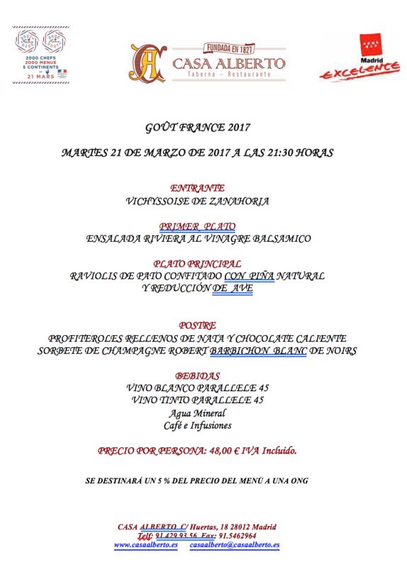 GOUT FRANCE MENU